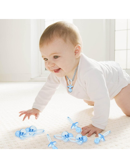100 Chupetes de Plástico Azul 6.99 cm para Baby Shower