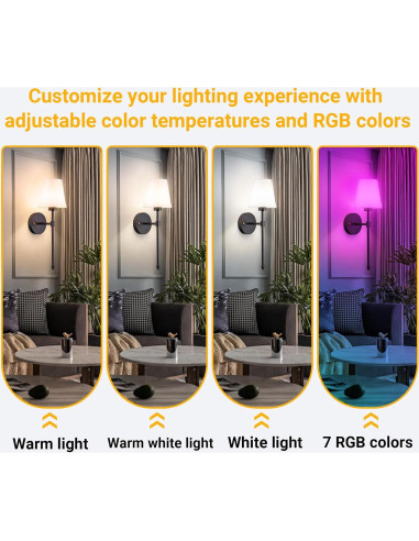 Aplique de Pared Inalámbrico Vimhou 50.8cm 2 Pack Negro