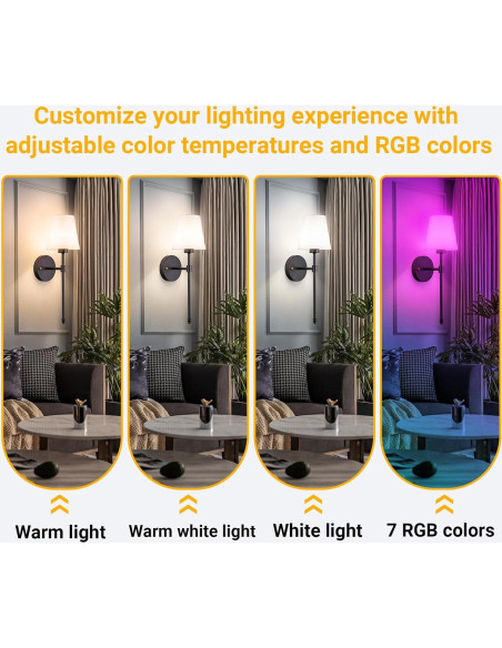 Aplique de Pared Inalámbrico Vimhou 50.8cm 2 Pack Negro