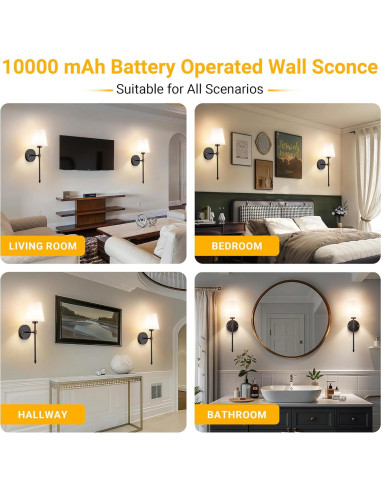 Aplique de Pared Inalámbrico Vimhou 50.8cm 2 Pack Negro