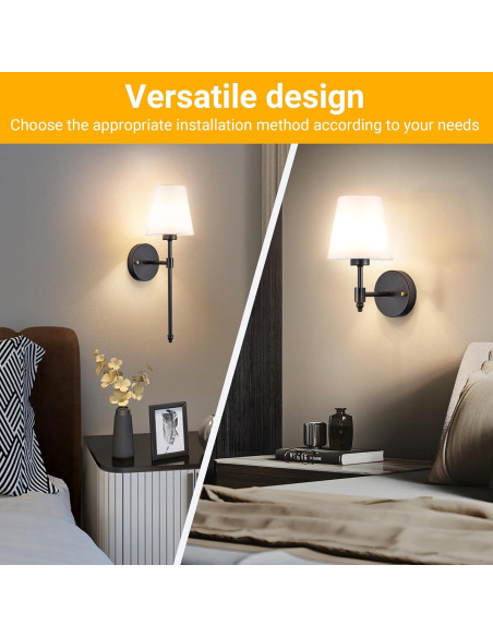 Aplique de Pared Inalámbrico Vimhou 50.8cm 2 Pack Negro