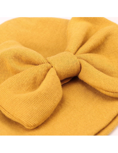 BQUBO Gorro de Algodón para Bebés Niñas con Lazo 0-6 Meses