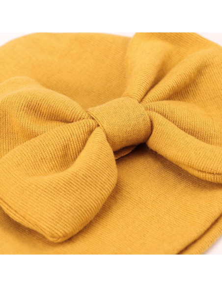 BQUBO Gorro de Algodón para Bebés Niñas con Lazo 0-6 Meses