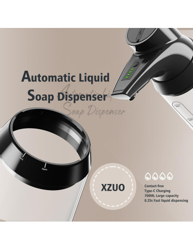 Dispensador de Jabón Automático XZUO 700ml Acero Inoxidable