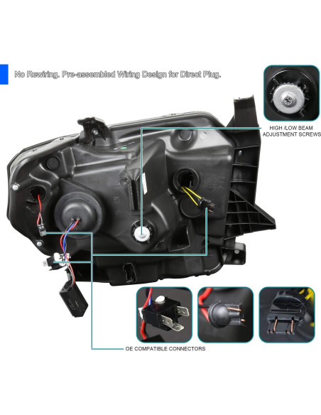 Faros Proyector Negro Spec-D Tuning con LED para Toyota Tundra 2014-2021