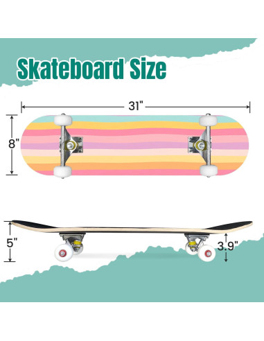 Patineta Completa UHMLTCRBOD 31" x 8" 7 Capas Arce Doble Kick