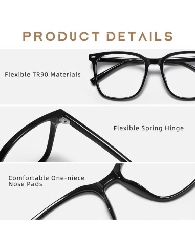 Gafas de bloqueo de luz azul TR20256C1 para adultos - Negro