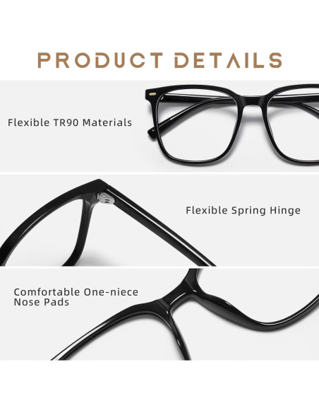 Gafas de bloqueo de luz azul TR20256C1 para adultos - Negro