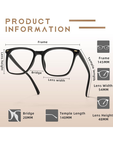 Gafas de bloqueo de luz azul TR20256C1 para adultos - Negro