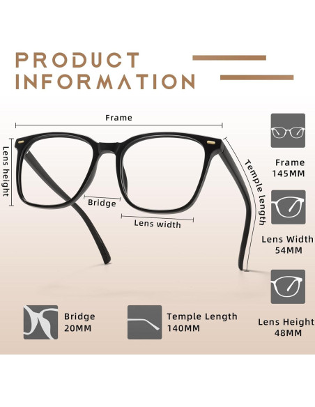 Gafas de bloqueo de luz azul TR20256C1 para adultos - Negro