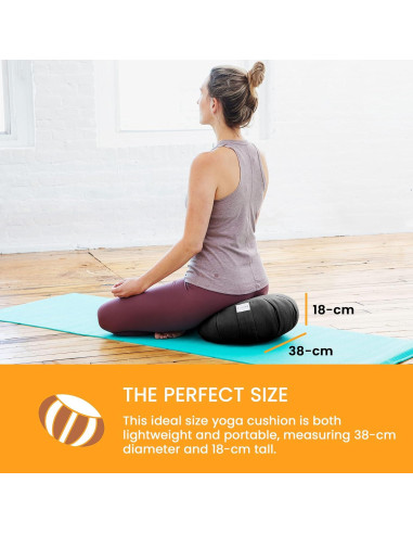 Cojín Zafu Sol Living Negro 100% Algodón para Meditación