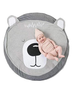 Alfombra de Juego Redonda Apioiqa 90 cm Algodón Suave Animales