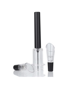 Abrebotellas de aire Hansengter + 2 vertedores de vino negro