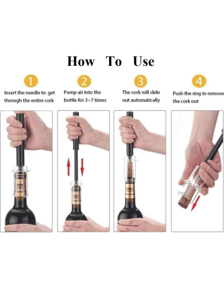 Abrebotellas de aire Hansengter + 2 vertedores de vino negro