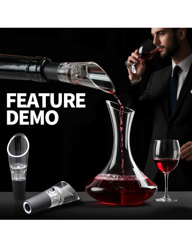 Abrebotellas de aire Hansengter + 2 vertedores de vino negro