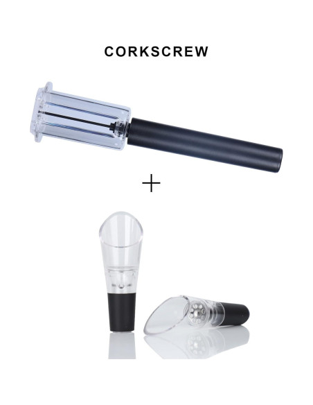 Abrebotellas de aire Hansengter + 2 vertedores de vino negro