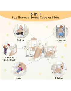 Tobogán para Niños BIERUM 10 en 1 con Columpio y Aro 2