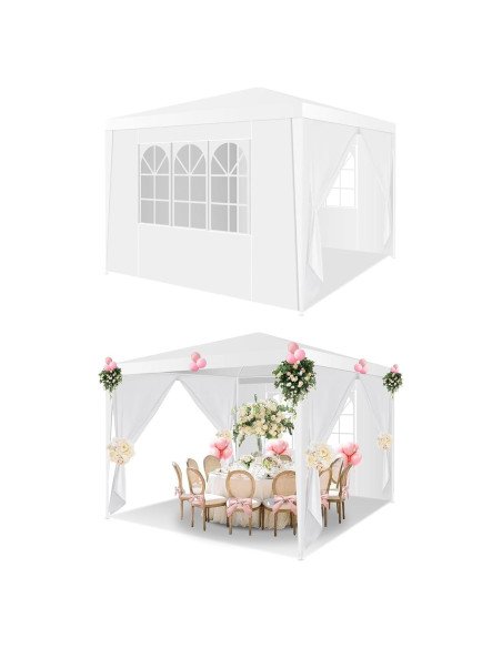 Carpa Canopy HOTEEL 3x3m Blanca Impermeable con Paredes Removibles