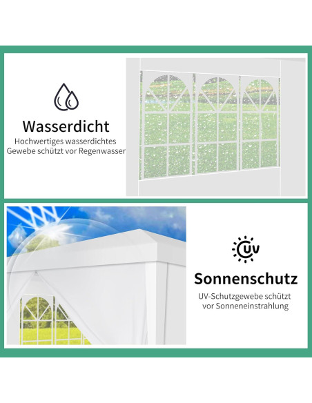Carpa Canopy HOTEEL 3x3m Blanca Impermeable con Paredes Removibles