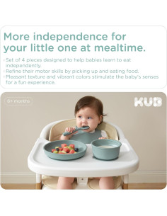 Juego de Alimentación de Silicona KUB Gris - Platos y Cuencos 2