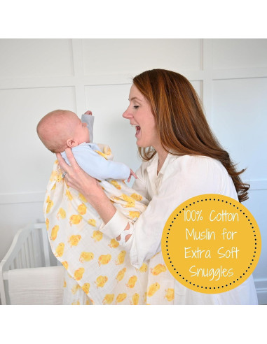 Manta de Envuelo LollyBanks 100% Algodón 120x120 cm Pollito y Conejo