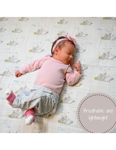 Manta de Envuelo LollyBanks 100% Algodón 120x120 cm Pollito y Conejo