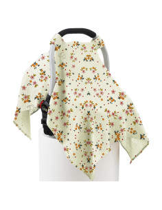 Funda de Asiento de Coche Seejoy 100% Algodón Muselina Floral Beige