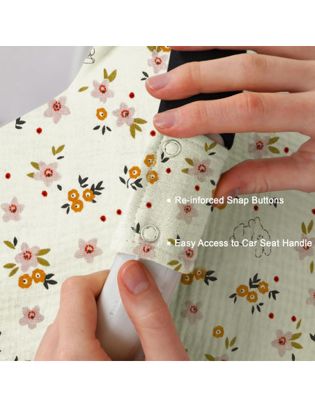 Funda de Asiento de Coche Seejoy 100% Algodón Muselina Floral Beige