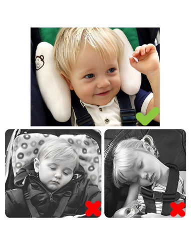 Almohada de Viaje Rosa para Bebés TRYUTRY - Soporte Cabeza y Cuello