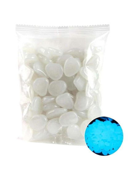 100 Piedras Luminiscentes Brillantes para Jardín y Acuario - Blanco