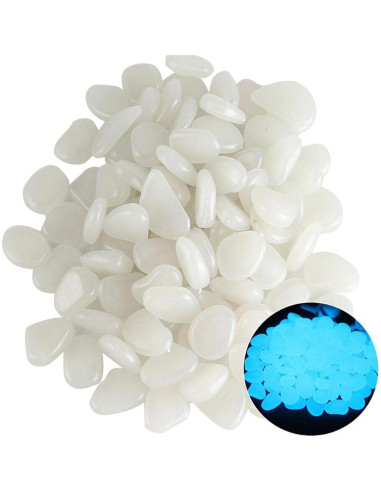 100 Piedras Luminiscentes Brillantes para Jardín y Acuario - Blanco