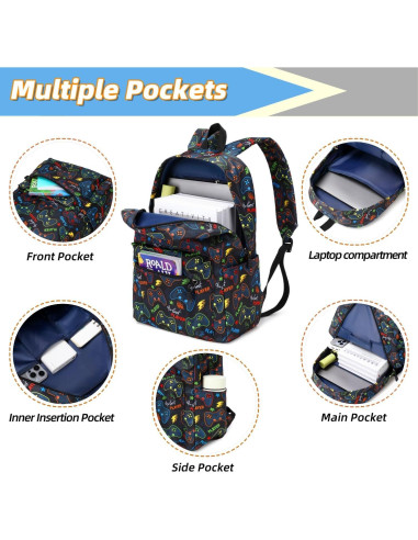 Mochila Escolar para Niños Negro 20L con Compartimento para Laptop