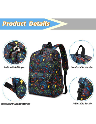 Mochila Escolar para Niños Negro 20L con Compartimento para Laptop