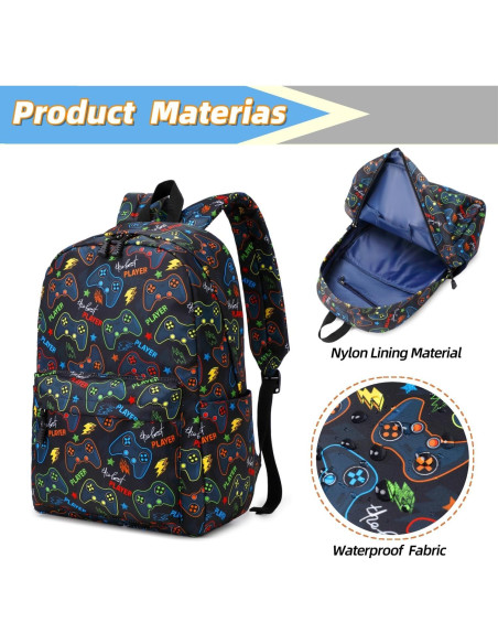 Mochila Escolar para Niños Negro 20L con Compartimento para Laptop