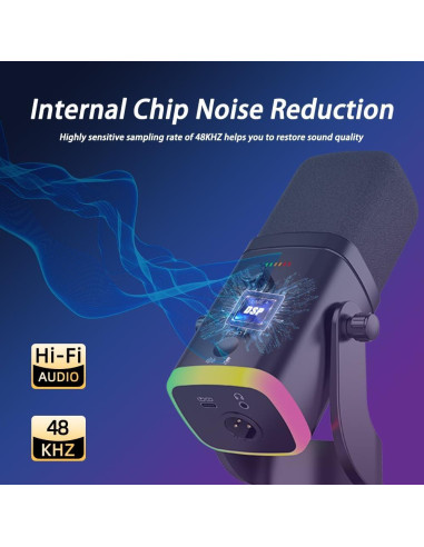 Micrófono Dinámico USB/XLR YU8 Black para Juegos y Grabación