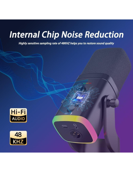 Micrófono Dinámico USB/XLR YU8 Black para Juegos y Grabación