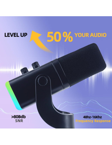 Micrófono Dinámico USB/XLR YU8 Black para Juegos y Grabación