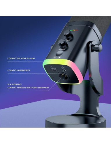 Micrófono Dinámico USB/XLR YU8 Black para Juegos y Grabación