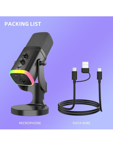 Micrófono Dinámico USB/XLR YU8 Black para Juegos y Grabación