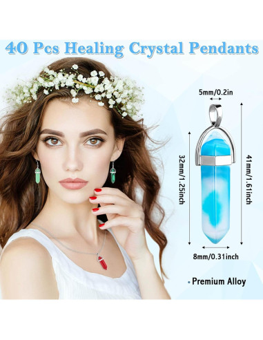 40 Colgantes de Cristal Sanador ROADPLUM - Brillan en la Oscuridad