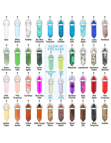 40 Colgantes de Cristal Sanador ROADPLUM - Brillan en la Oscuridad