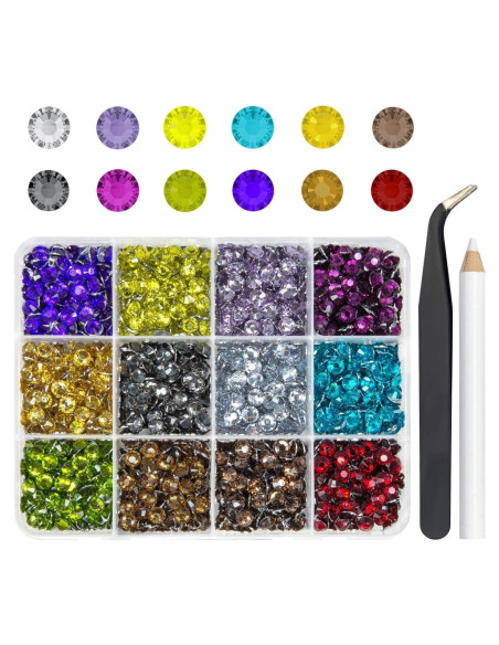 Cristales de Resina Rhinestones 12 Colores 5mm qiipii Manualidades