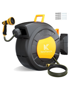 Carrete de Manguera de Jardín Retráctil Kesfferch 19.81m