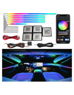Luces LED de Tira RGB UWDESY para Interiores de Coche 6 Piezas
