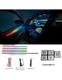 Luces LED de Tira RGB UWDESY para Interiores de Coche 6 Piezas 2