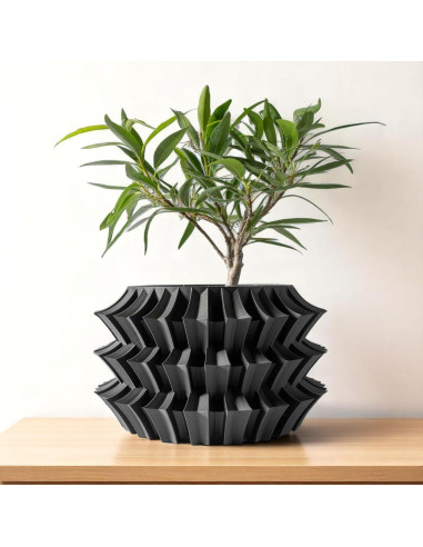 Maceta Moderna Shogun Galería de Goteo 15.24 cm Negro