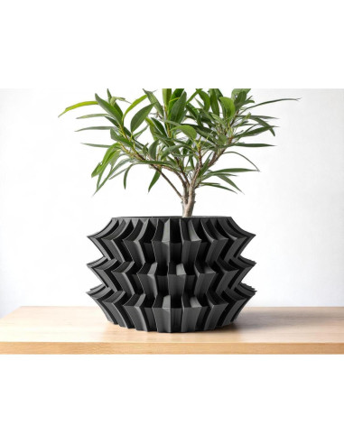 Maceta Moderna Shogun Galería de Goteo 15.24 cm Negro