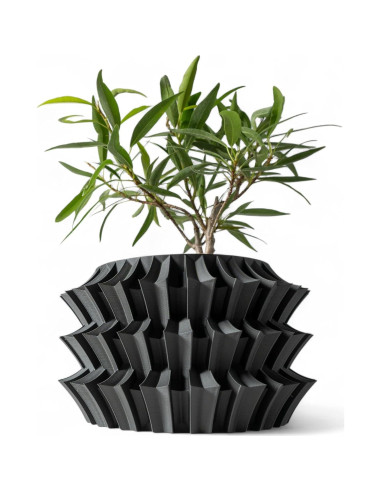 Maceta Moderna Shogun Galería de Goteo 15.24 cm Negro