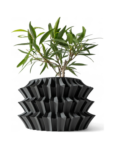 Maceta Moderna Shogun Galería de Goteo 15.24 cm Negro