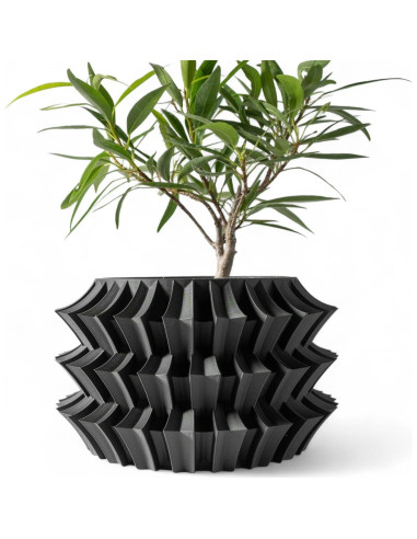 Maceta Moderna Shogun Galería de Goteo 15.24 cm Negro